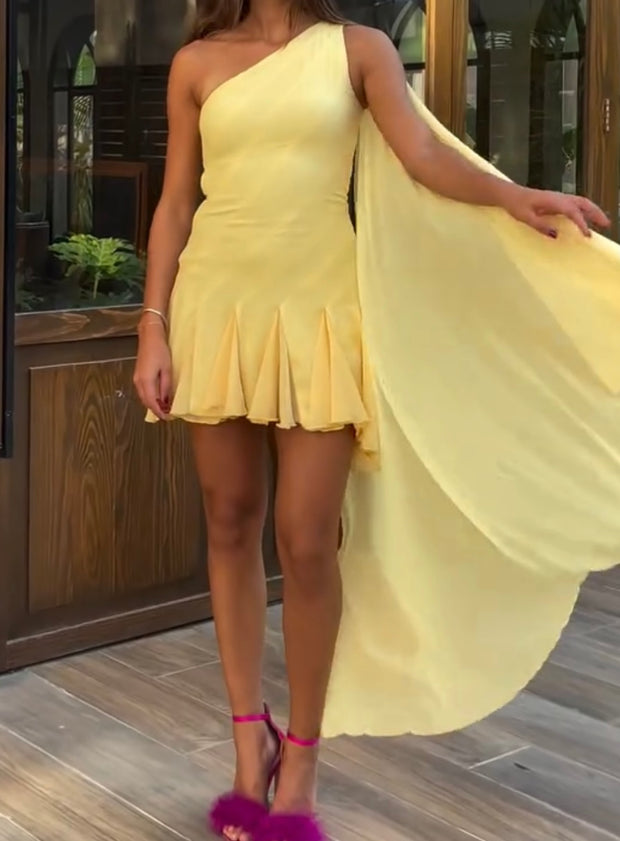 Sexy Oblique Shoulder Mesh Ribbon Pettiskirt