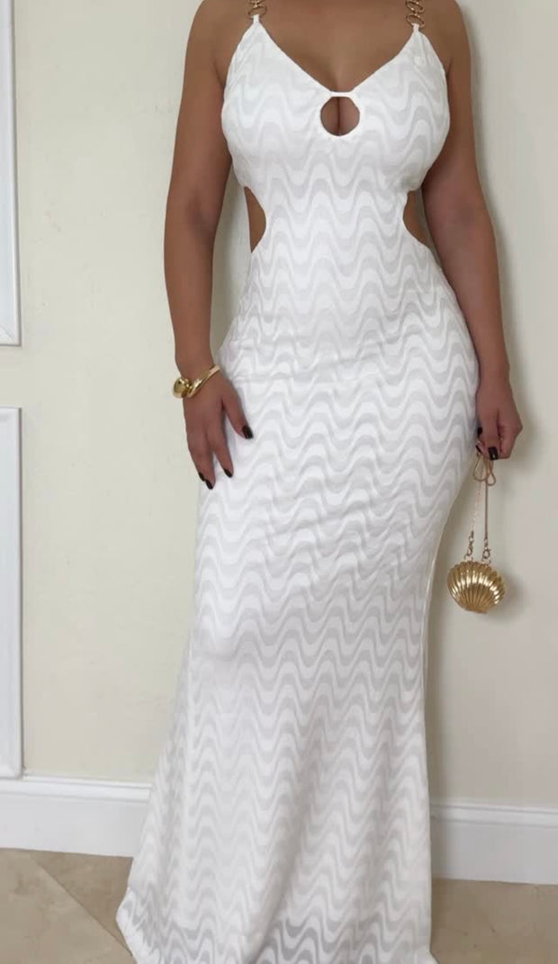 Sexy Spaghetti Straps Chest Wrap Hollow Waist Dress