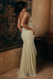 Pistachio Georgette Draped Midi Dress