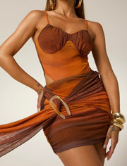 Sexy Spaghetti Straps Chest Wrap Waist Wrap Hip Ribbon Dress
