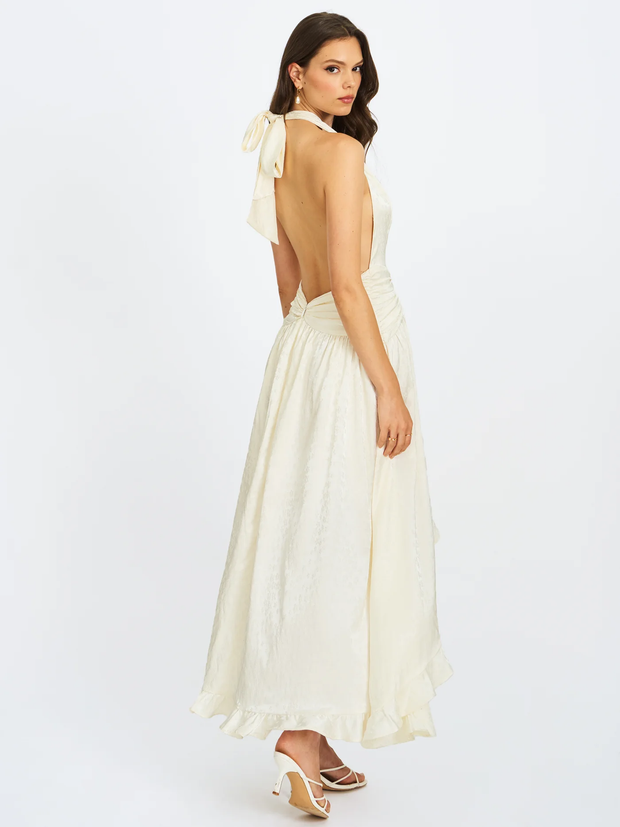 Sexy Halter Backless Stitching Temperament Dress