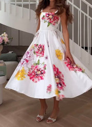 Elegant Printed Slim-Fit Sling Dress