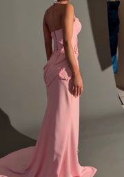 Sexy Lines Hollow High Fork Pleated Lace Dress