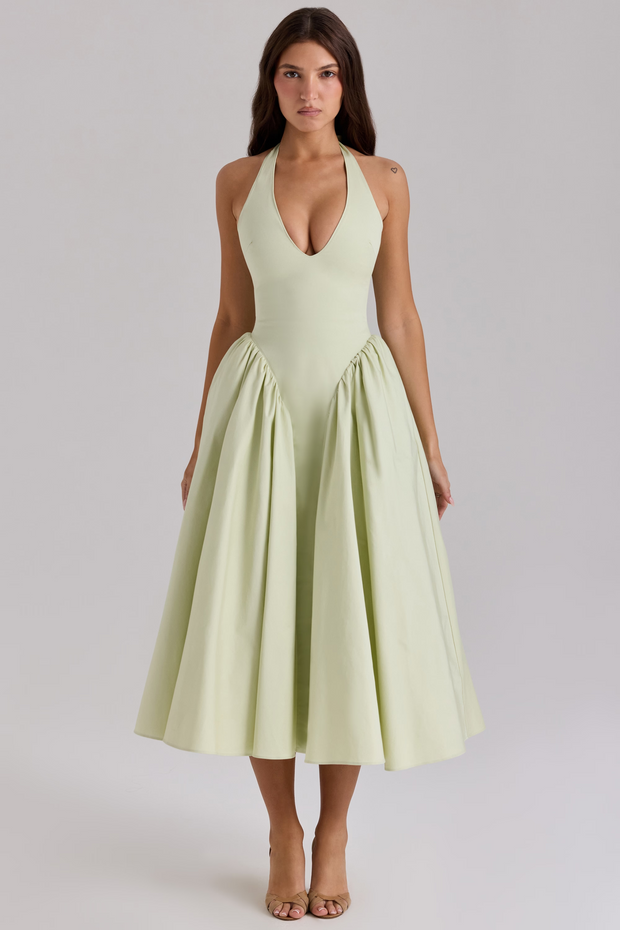 Sexy Halter Stitching Solid Color Dress