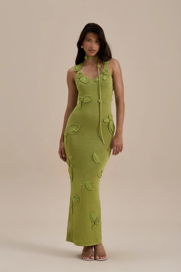 Sexy Knitted Temperament Sheath Flower Dress