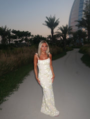 'LILY’ Floral Maxi Dress With Adjustable Straps - Cream