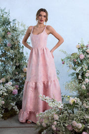 The Avery Dress in Light Pink Windsor Brocade