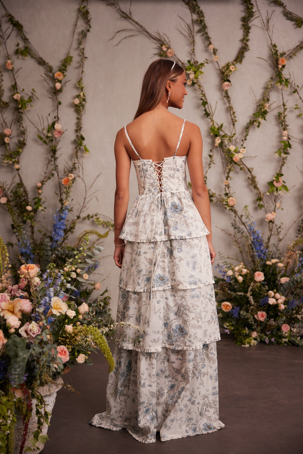 The Caterina Dress in Blue Murano Print
