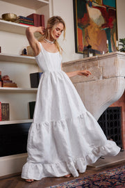 The Avery Dress in White Windsor Brocade