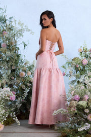 The Beatrice Dress in Light Pink Windsor Brocade