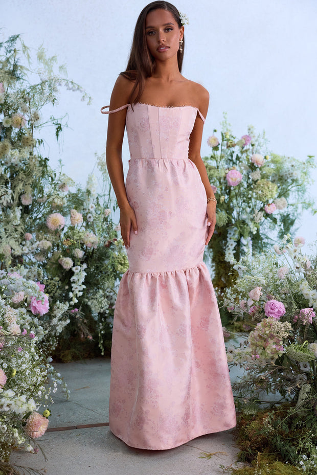The Cherie Dress in Light Pink Windsor Brocade