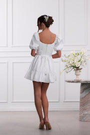 The Emily Dress in White Windsor Brocade