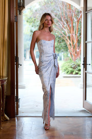 The June Dress in Blue Tapestry Rose