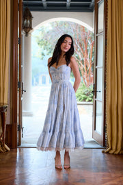 The Lara Dress in Blue Tapestry Rose