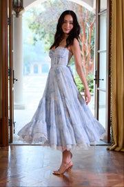 The Lara Dress in Blue Tapestry Rose