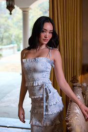 The Lily Dress in Blue Tapestry Rose