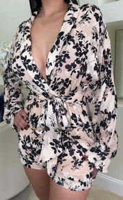 Fashion Waist-Controlled Floral Slimming Long Sleeve Waist Skirt