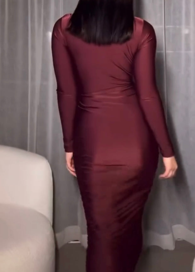 Sexy Long Sleeve Hollow-out Tight Sheath Dress