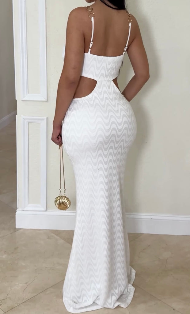 Sexy Spaghetti Straps Chest Wrap Hollow Waist Dress