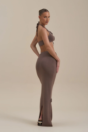 Sexy Knitted Halter Flower Suit Hip Skirt